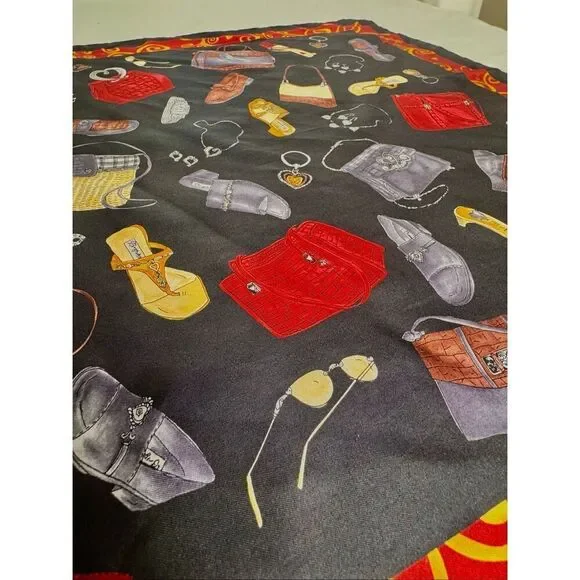 Brighton 100% silk scarf with fashion accessories print size 21” X 21” - Picture 12 of 12